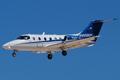 Beechcraft corporate jet landing in England